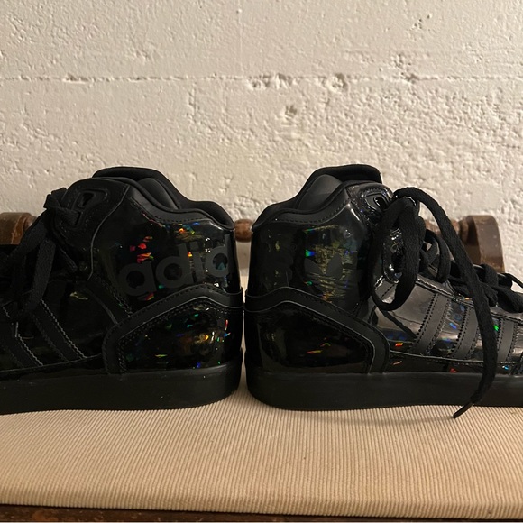 NWOB Adidas 7 Extaball Black Iridescent High Top Sneaker Holographic Basketball - Picture 3 of 6